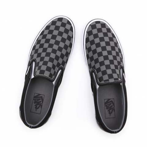 Vans Checkerboard Classic Slip-On Shoes Black/Pewter Checkerboard