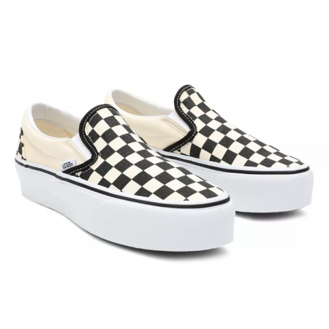 Vans Classic Slip-On Platform Shoes Checkerboard BLKWHT